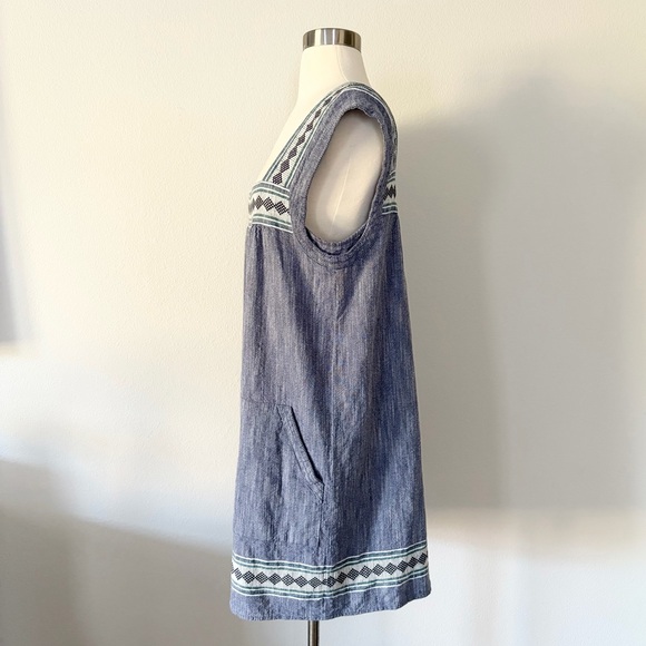 Faherty Hailee Embroidered Dress Navy Jacquard Large L - Picture 6 of 9